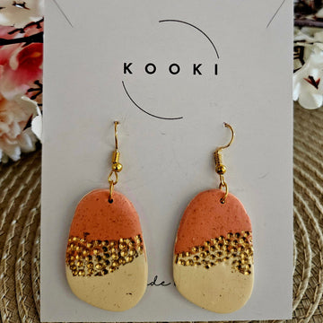 Peach and Gold Dangle Earrings
