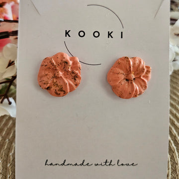 Peach Flower Stud Earrings