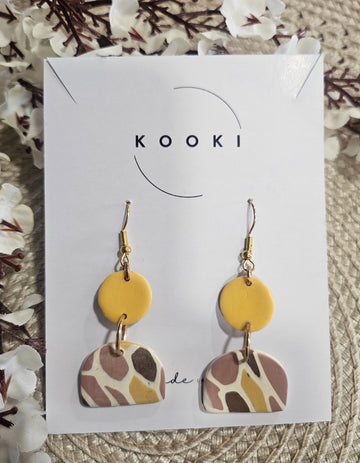 Brown Yellow Half Moon Dangles