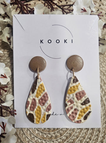Yellow Brown textured dangle earrings