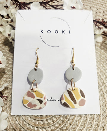 Brown Yellow Half Moon Dangles