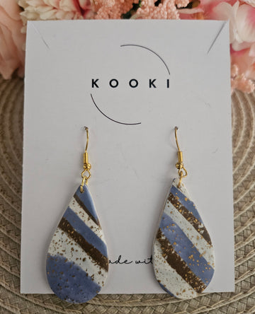 Blue Brown Large Teardrop Dangle