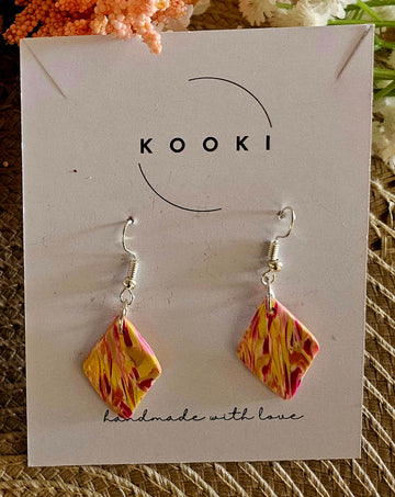 Pink Yellow Marble earrings