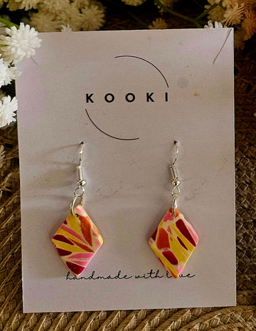 Pink Yellow Mosaic earrings