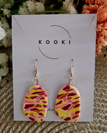 Pink Yellow Mosaic Large Dangles