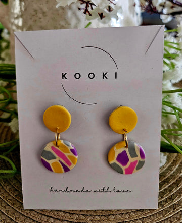 Pink Yellow Mosaic earrings