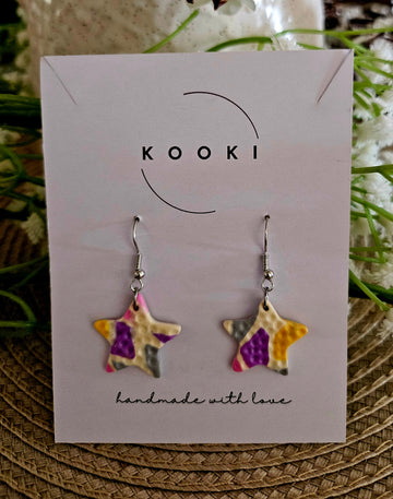 Mosaic Textured Star Earrings
