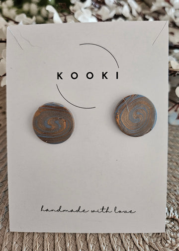 Blue Brown Marble Stud
