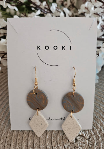 Blue Brown Marble Dangle