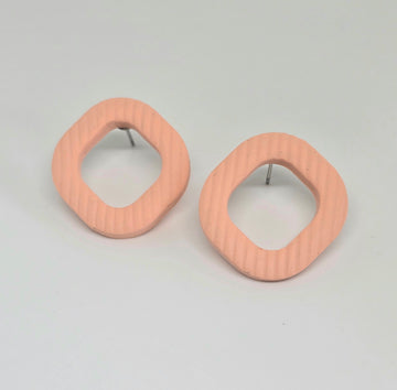Peach Diamond Striped Studs