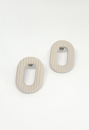 Beige Oval Studs
