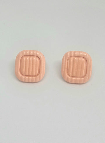 Peach Square Studs