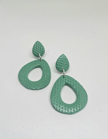 Textured Green Teardrop Dangles
