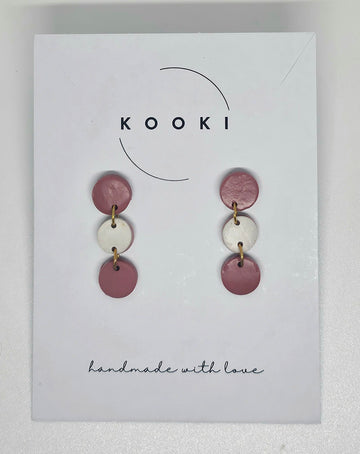 Pink Round Stacked Earrings