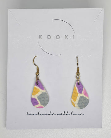 Pink Yellow Mosaic Textured earrings