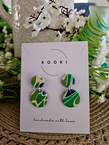 Green Round Dangle Earrings