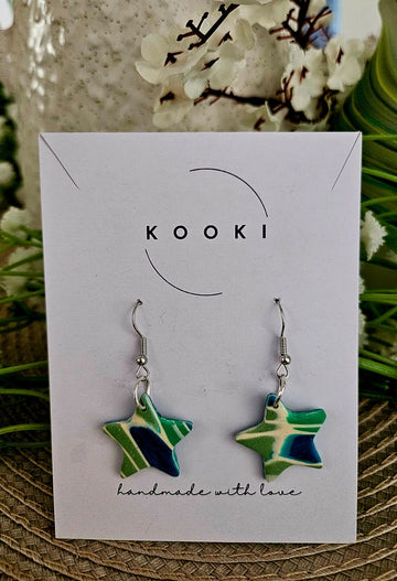 Green Star Earrings