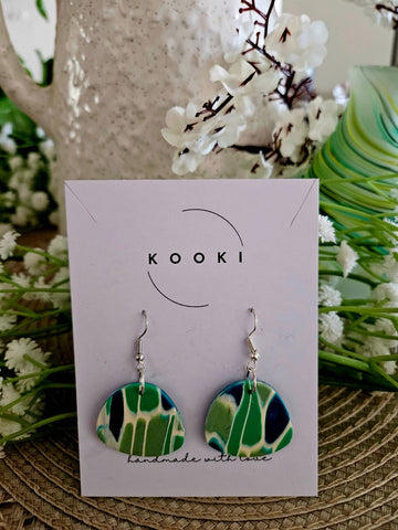 Green Collage Earrings