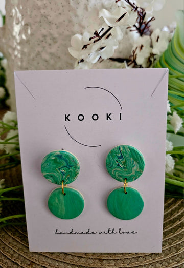 Green Marble Dangle Earrings