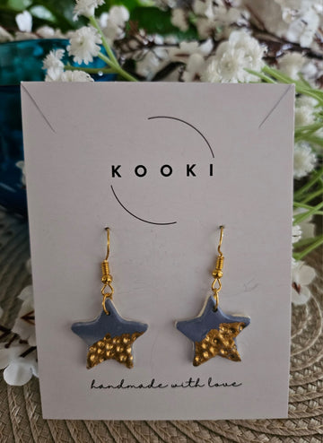 Blue Shimmery Star Earrings