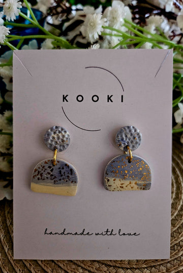 Blue Textured Half-Moon Earrings