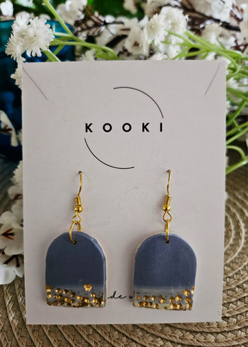 Blue and Gold Dangle Earrings
