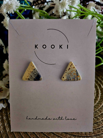 Blue Glitter Triangle Studs