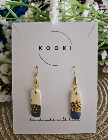 Blue & Gold Glitter Rectangle Earrings