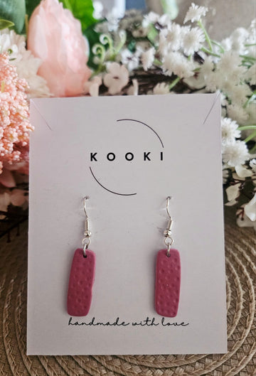 Pink textured rectangle earrings
