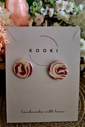 Pink Marble Round Studs