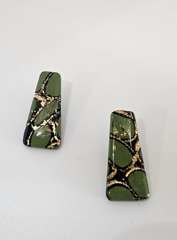 Green Black Rectangle Studs