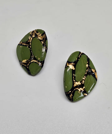 Green Black Glitter Studs