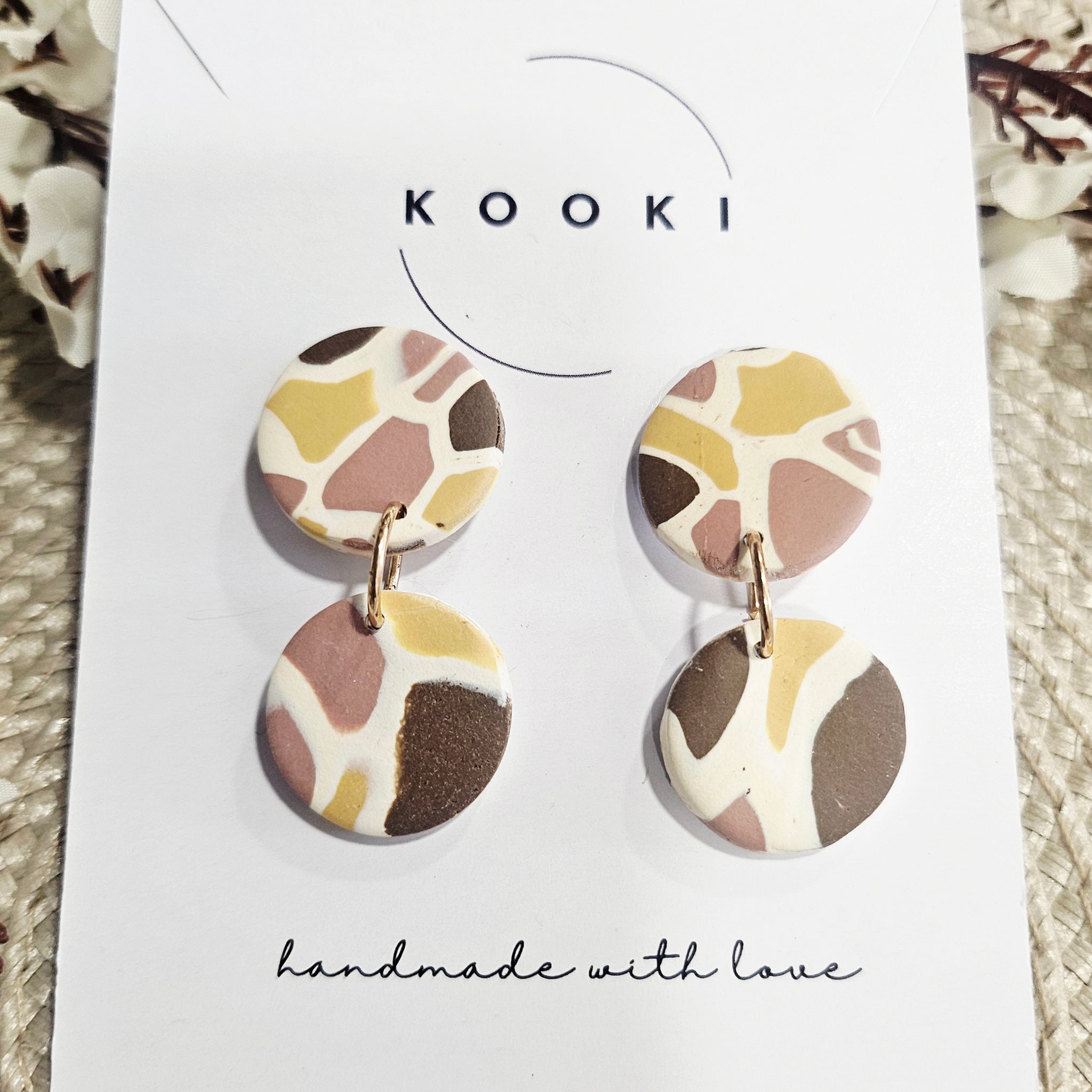 Brown Yellow Round Dangles