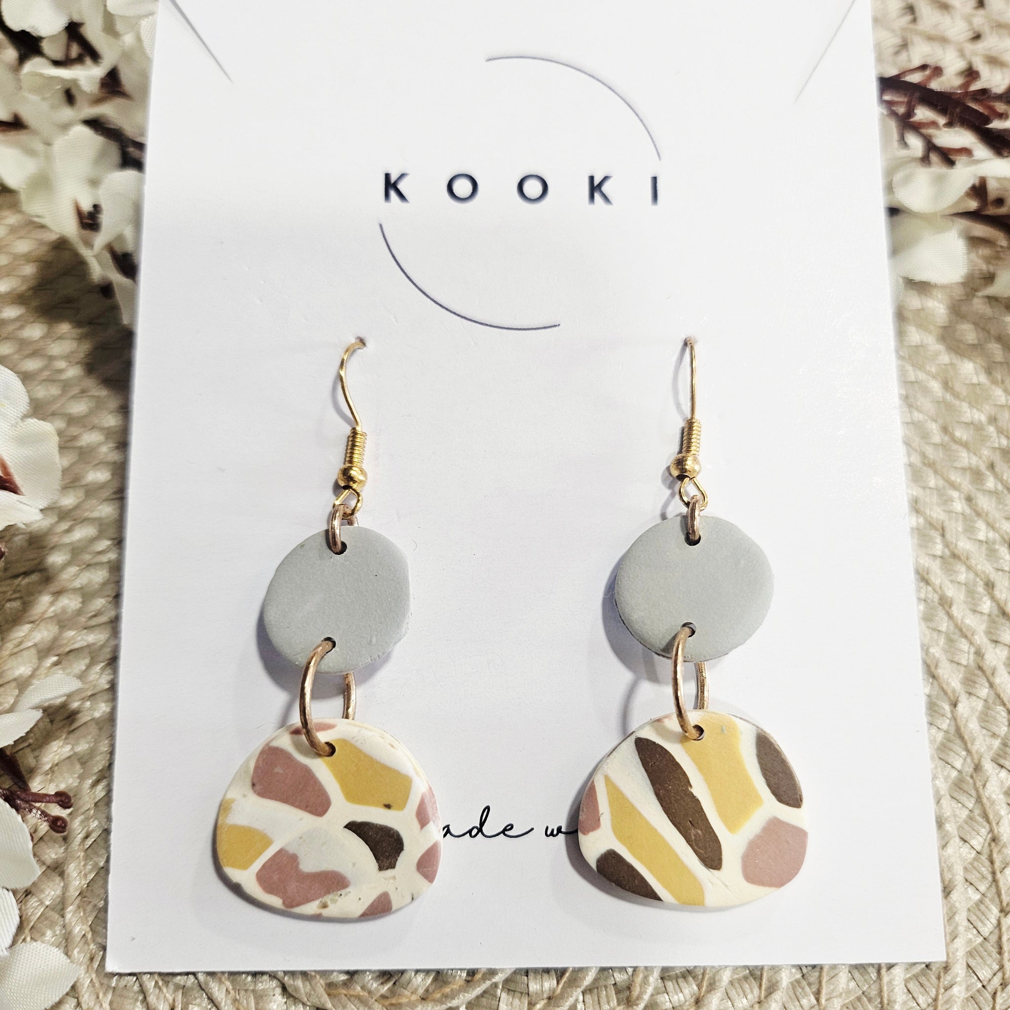Brown Yellow Half Moon Dangles