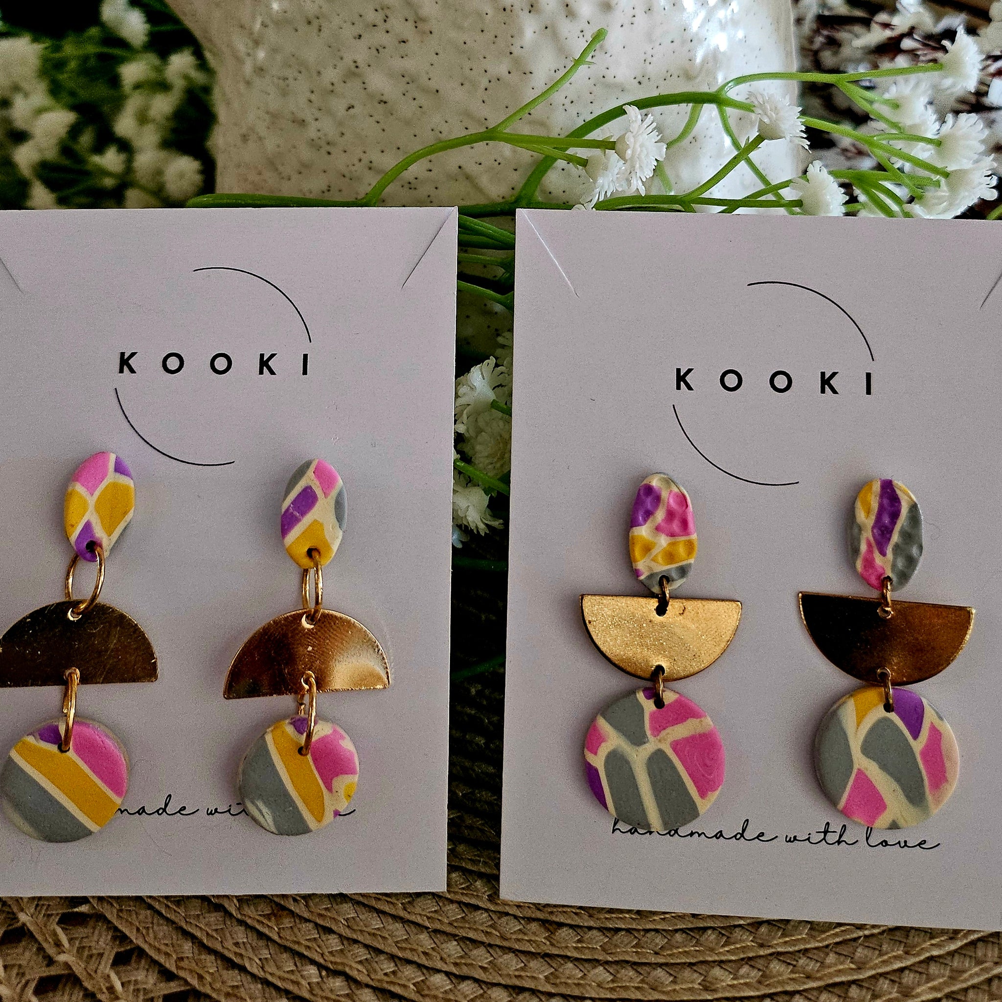 Pink Copper dangle earrings