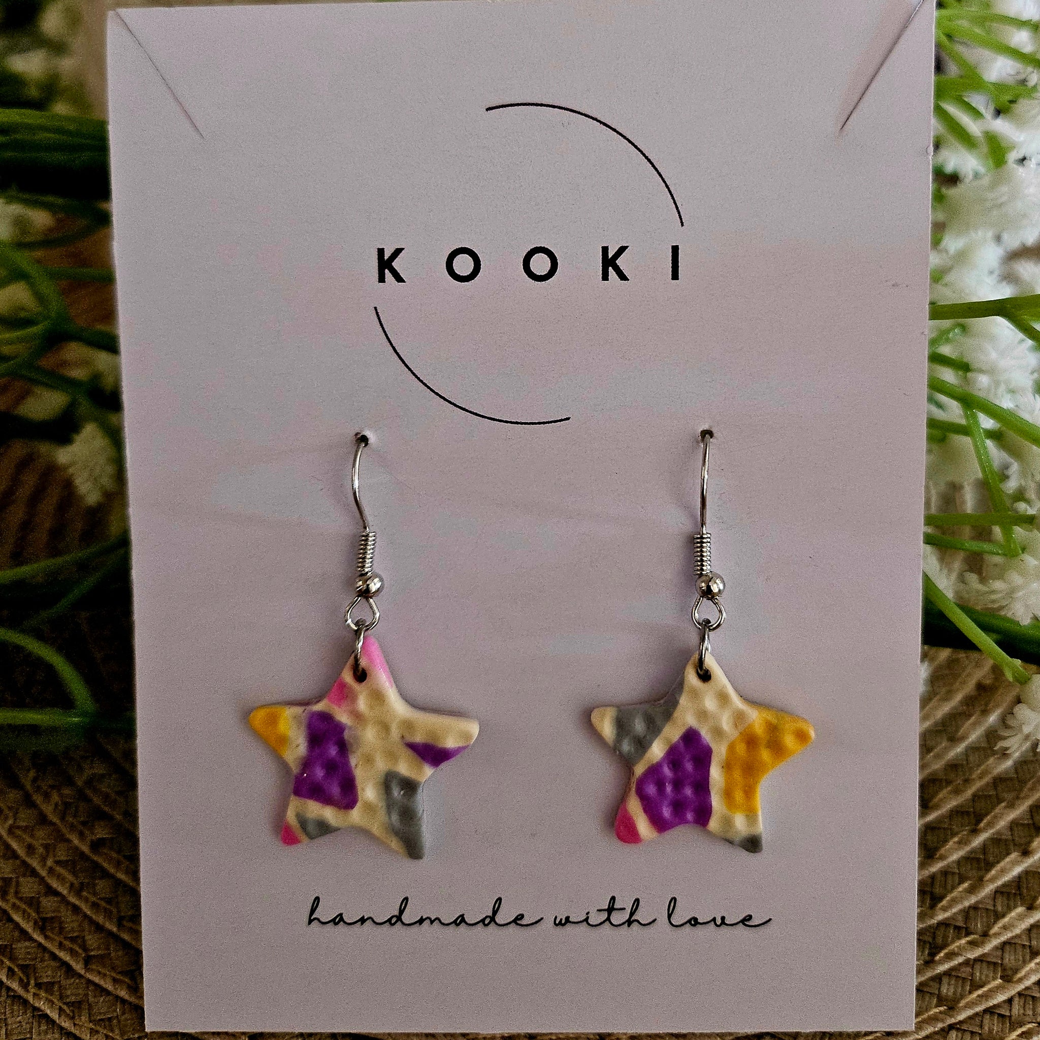 Mosaic Textured Star Earrings