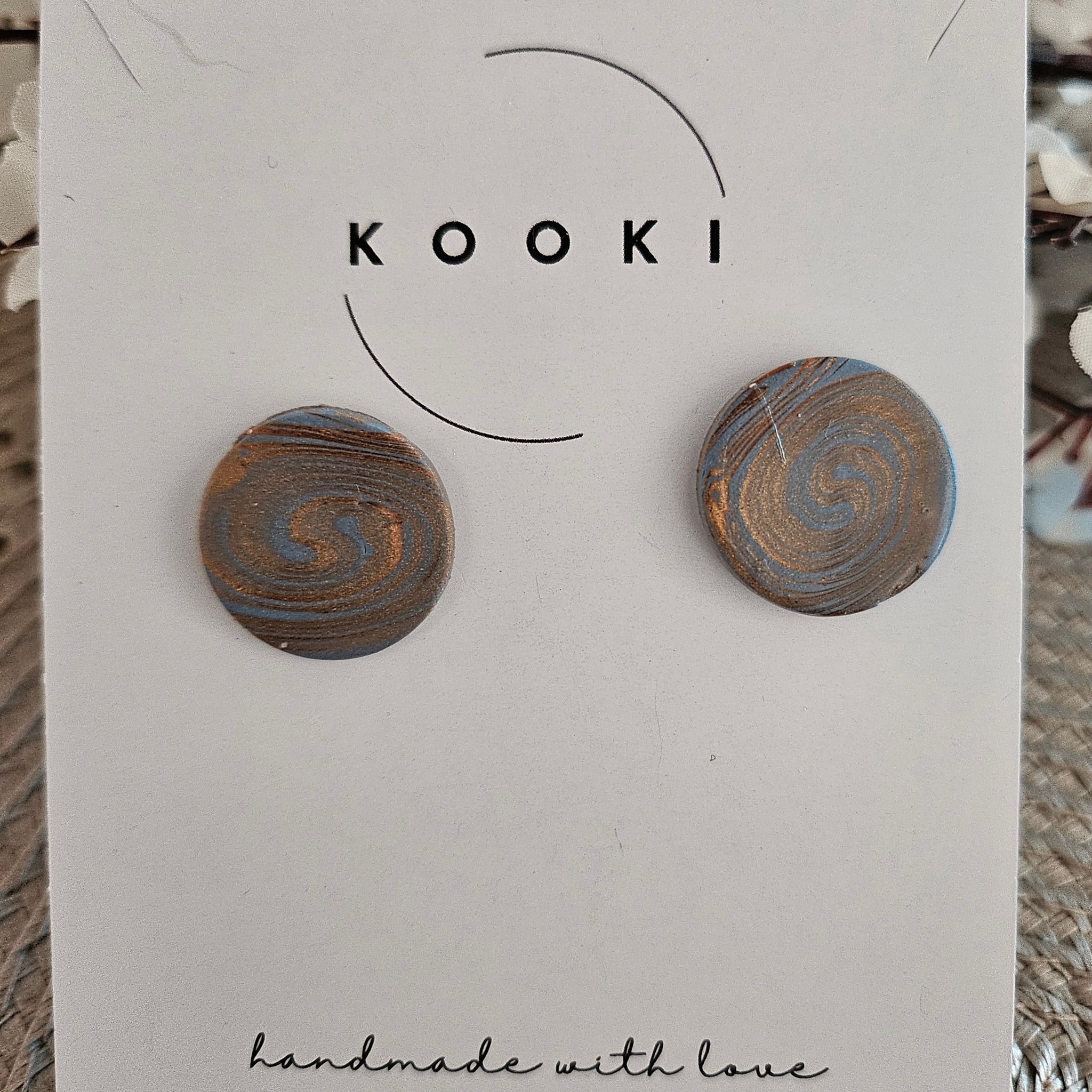 Blue Brown Marble Stud
