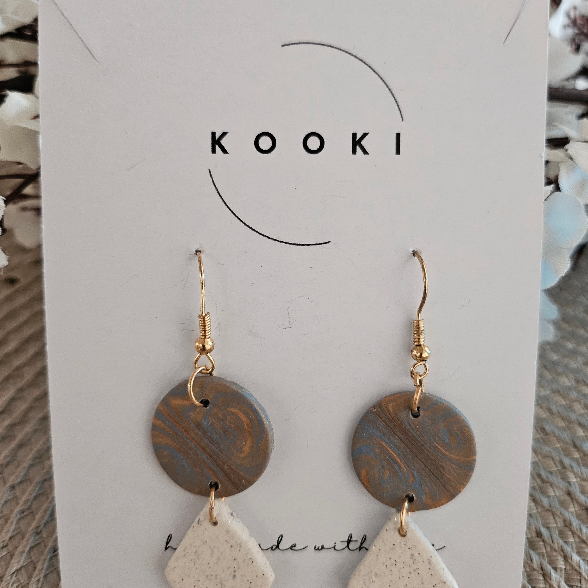 Blue Brown Marble Dangle