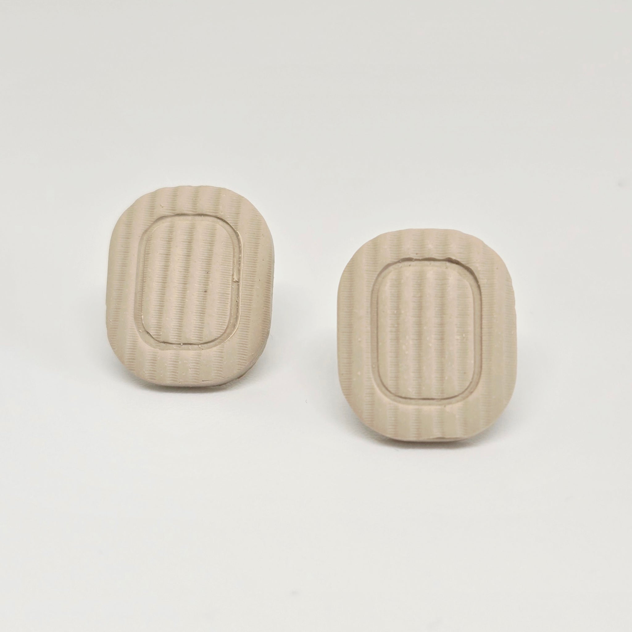 Beige Rectangle Studs