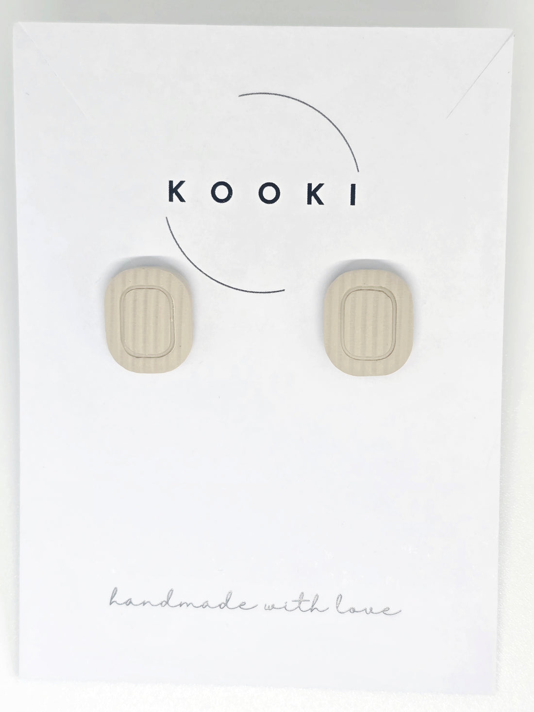 Beige Rectangle Studs