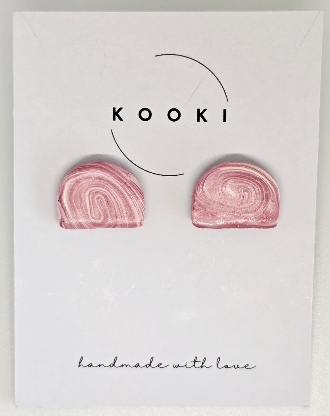 Pink half moon Studs