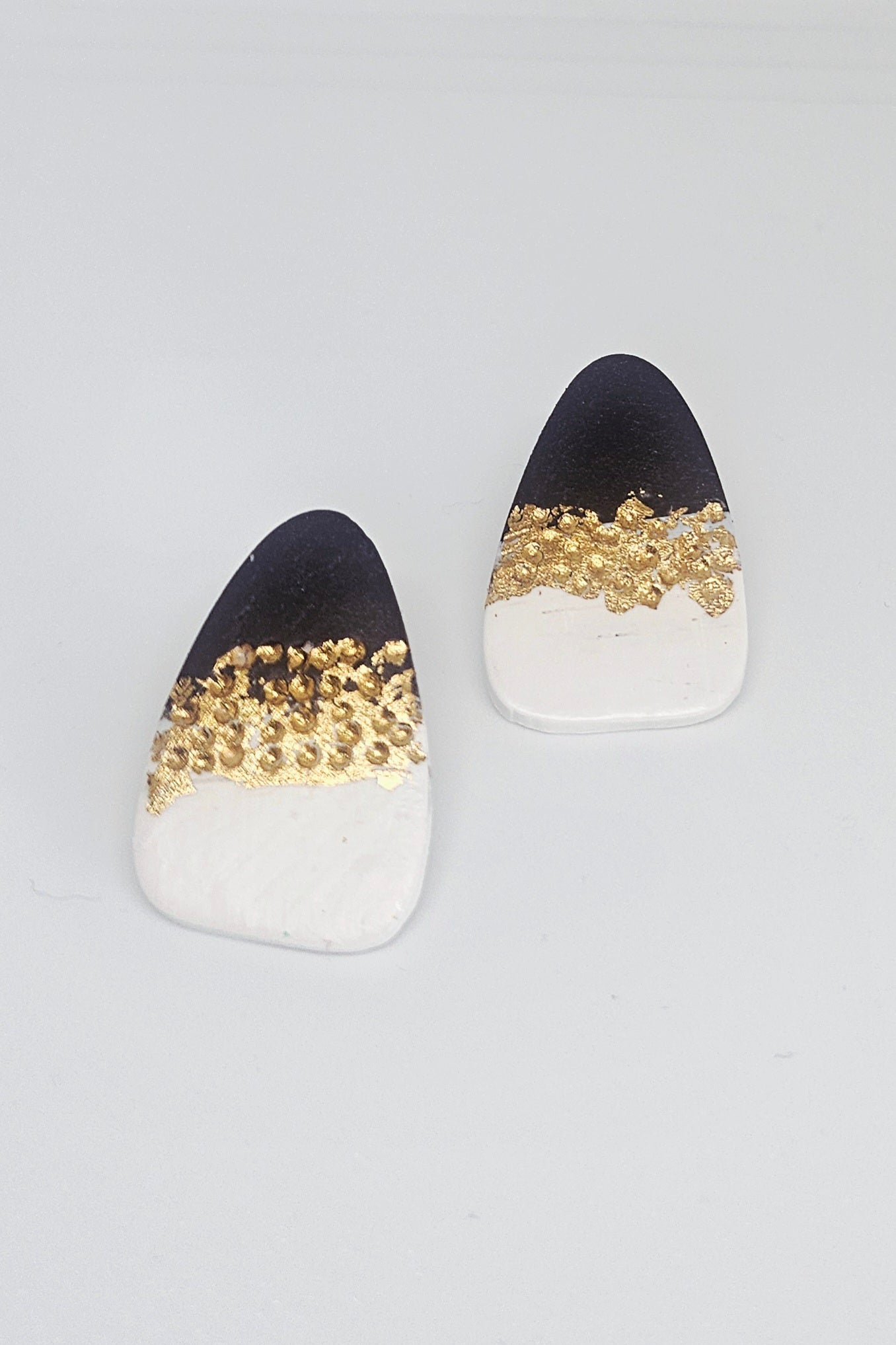 Black Glitter Triangle Studs