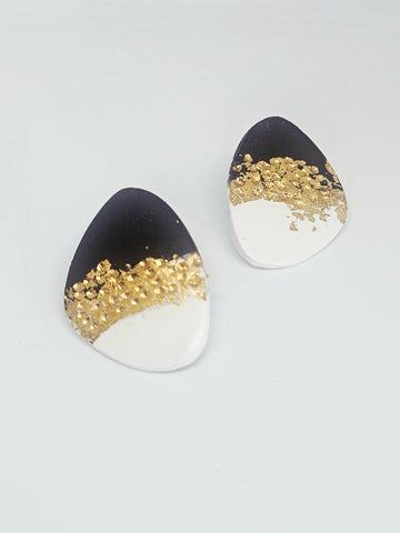 Black White Glitter Studs
