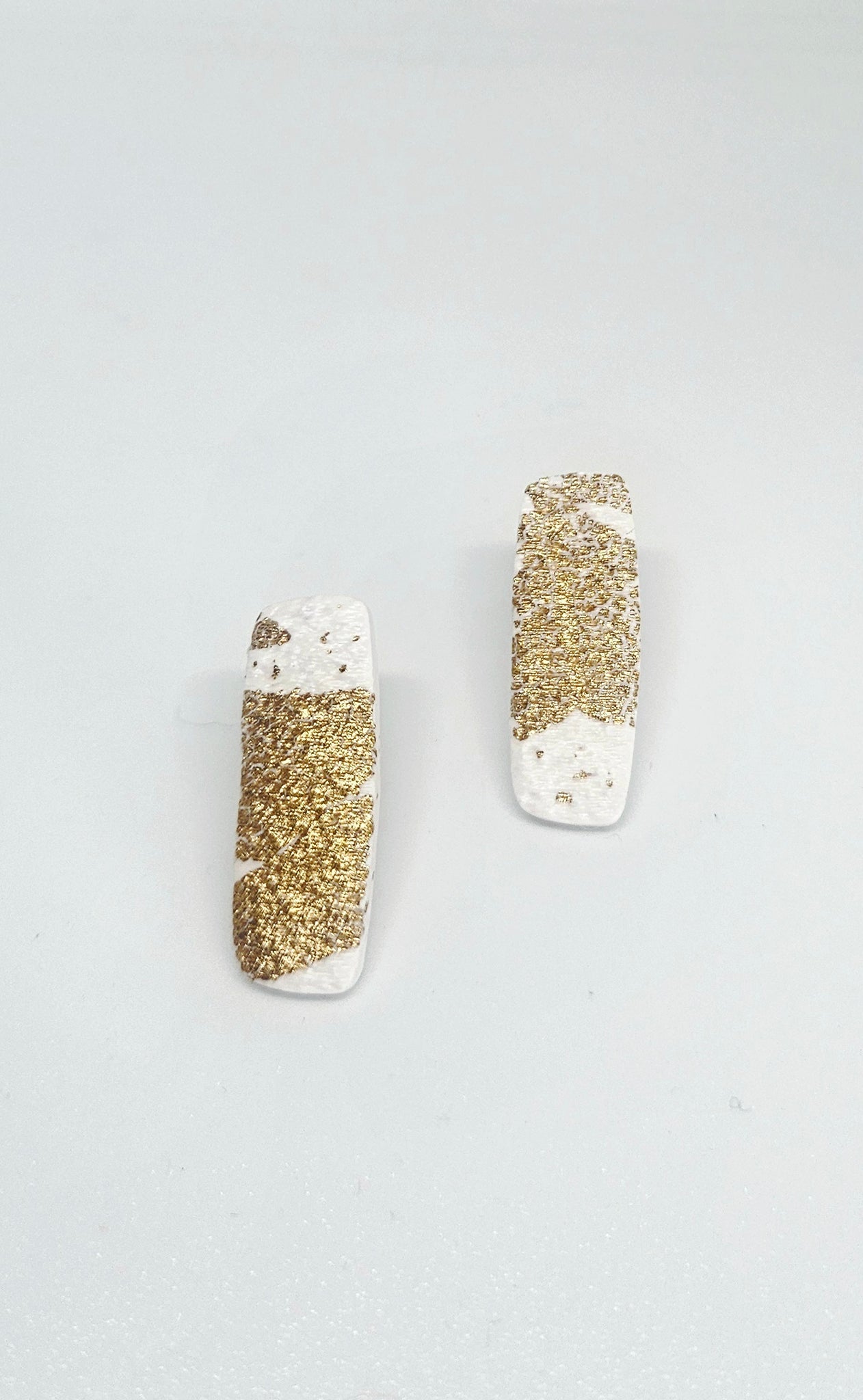 White Glitter Rectangle Studs