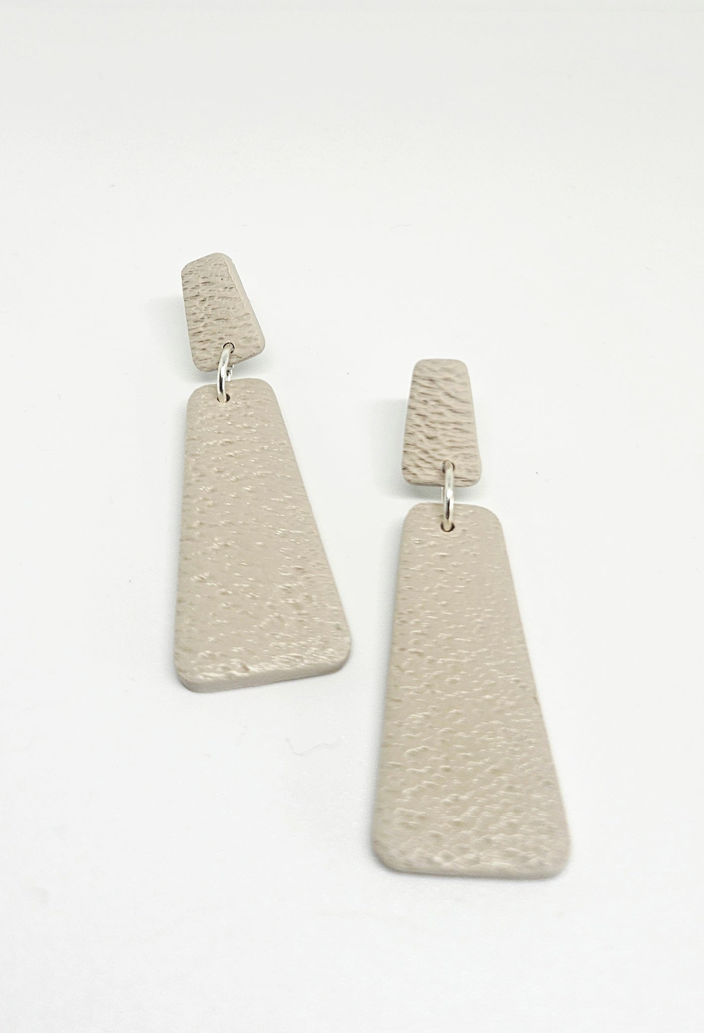 Textured Beige Rectangle Dangles