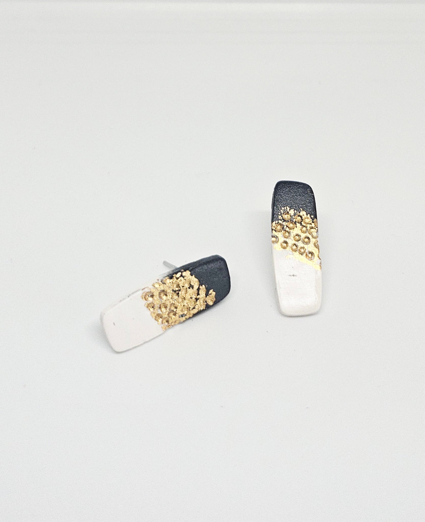 Black Glitter Rectangle Studs