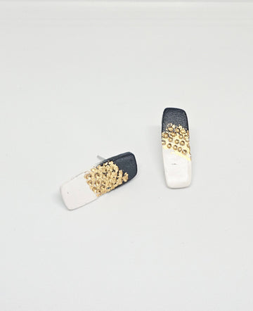 Black Glitter Rectangle Studs