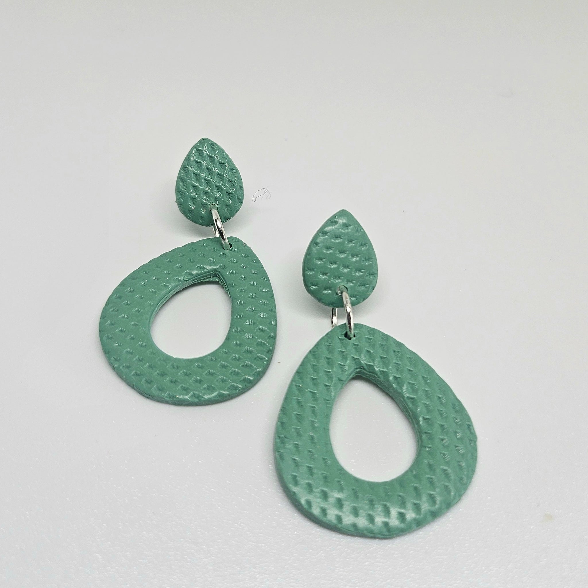 Textured Green Teardrop Dangles