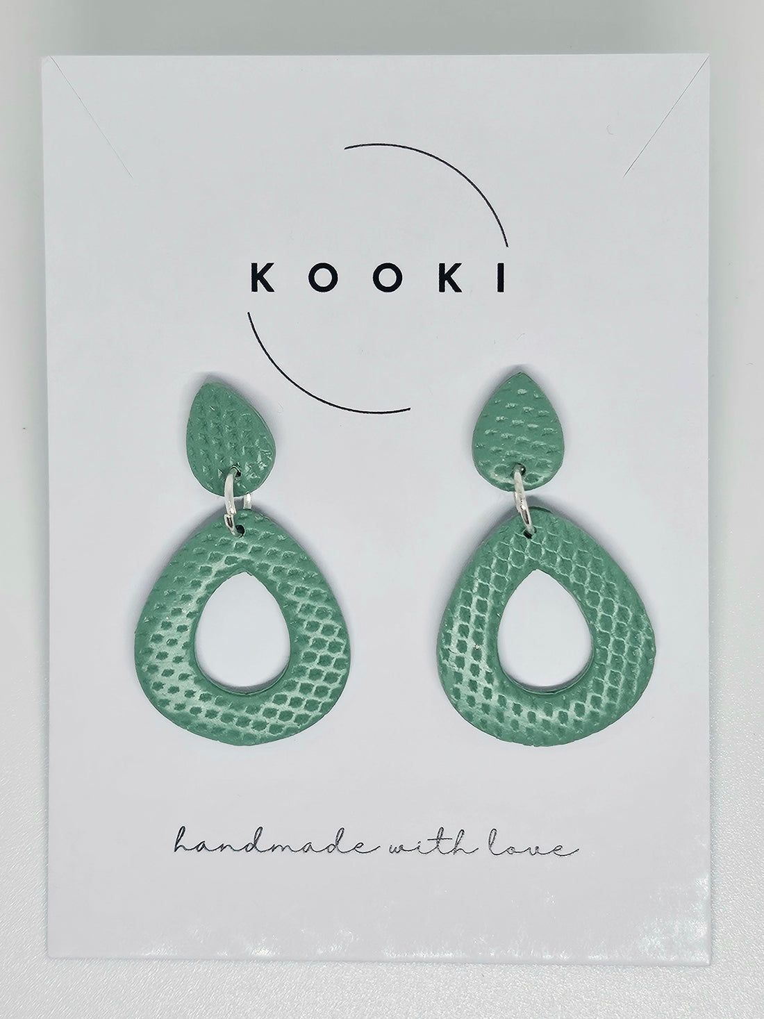 Textured Green Teardrop Dangles