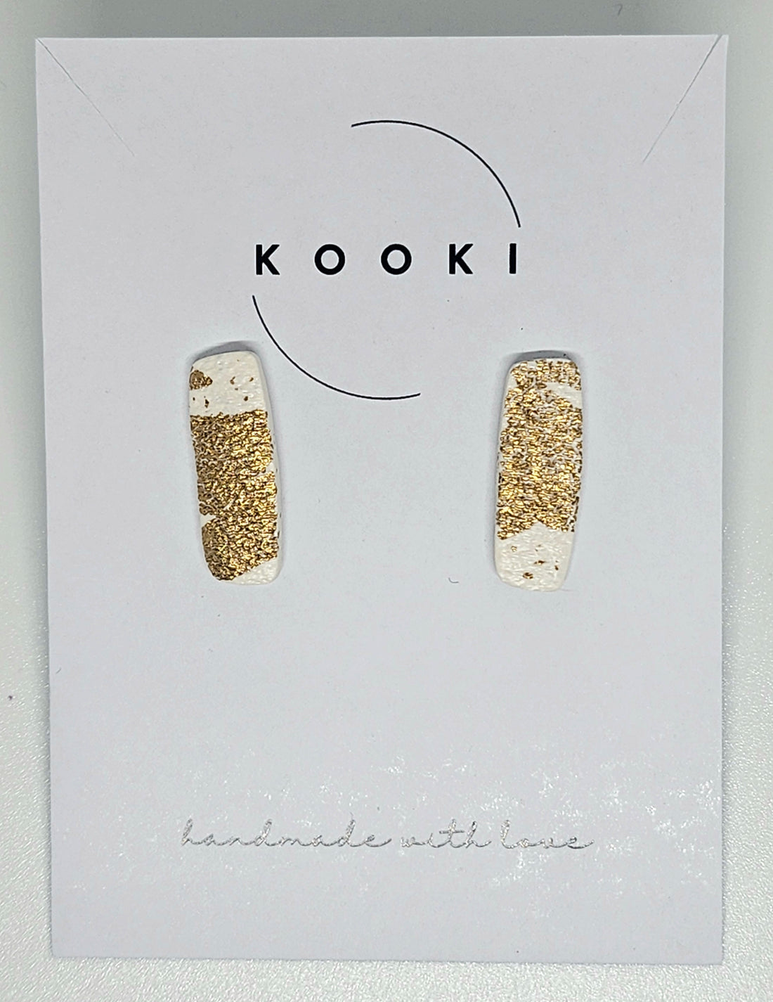 White Glitter Rectangle Studs